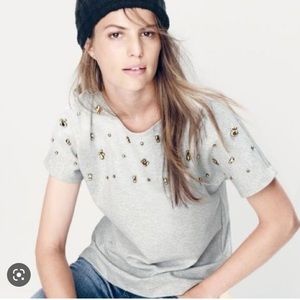 J. Crew Black Jeweled Dolman Blouse S